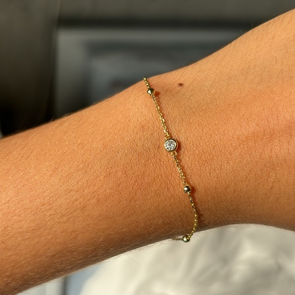Beaded moissanite vermeil bracelet - Picture 5 of 10